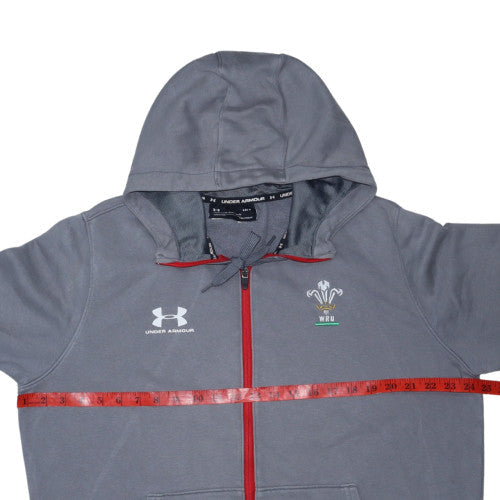 Under Armour Men's Grey Full Zip Hoodie WRU Logo Size L