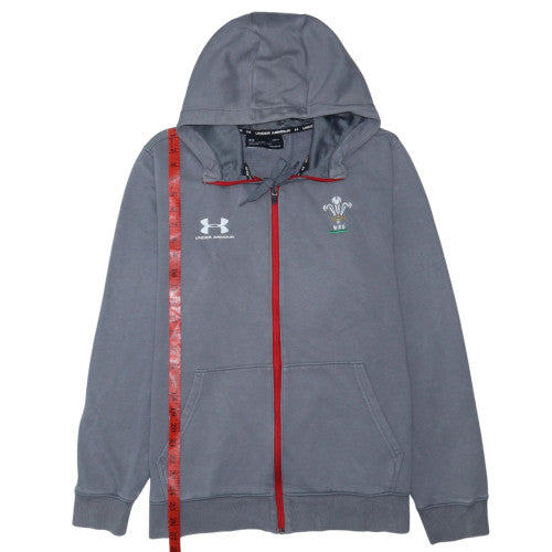 Under Armour Men's Grey Full Zip Hoodie WRU Logo Size L