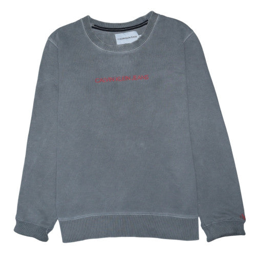 Calvin Klein Jeans Women's Grey Pullover Sweatshirt XL Logo Crew Neck