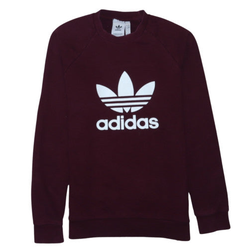 Adidas Womens Burgundy Crew Neck Pullover Sweatshirt XS