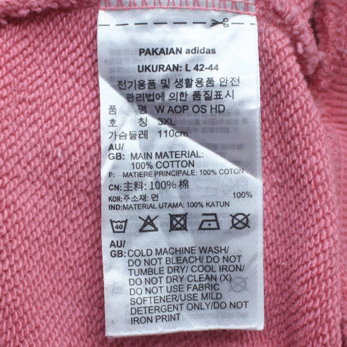 Adidas Womens Pink Hooded Pullover Sweatshirt Size 16 L 100% Cotton