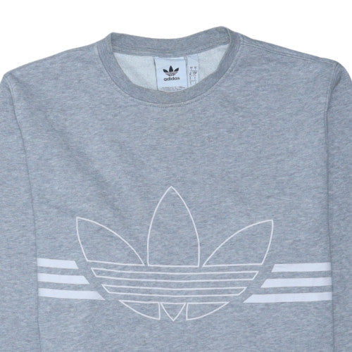 Adidas Mens Grey Crew Neck Pullover Sweatshirt Small