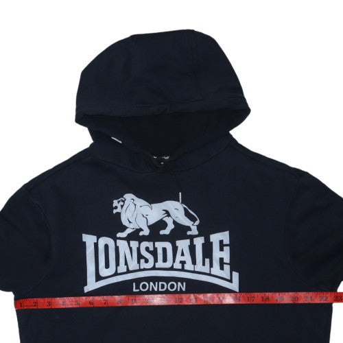 Lonsdale Men's Black Pullover Hoodie M Sports Graphic Print
