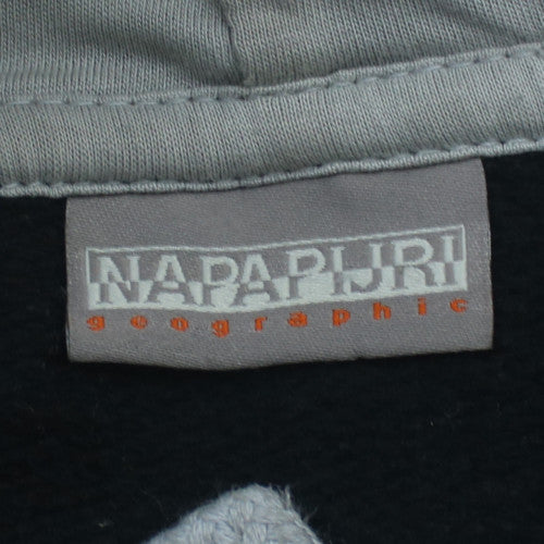 Napapijri Mens Black XL Pullover Hoodie Logo Embroidered Fleece