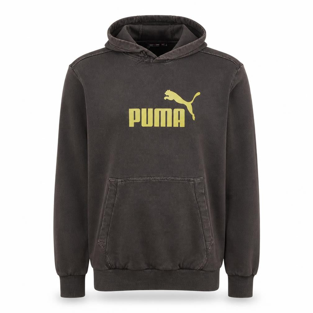 Front view of Puma Men's Brown Logo Pullover Hoodie, size S