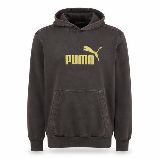 Front view of Puma Men's Brown Logo Pullover Hoodie, size S