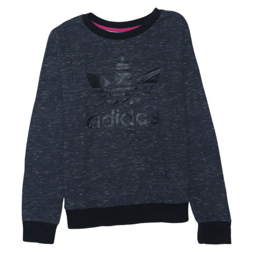 Adidas Womens Black Crew Neck Pullover Sweatshirt Size 10 Cotton Blend