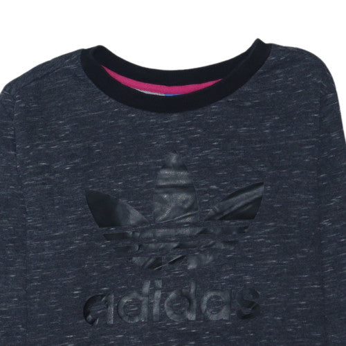 Adidas Womens Black Crew Neck Pullover Sweatshirt Size 10 Cotton Blend
