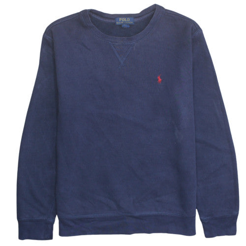 Polo Ralph Lauren Boys Navy Blue L (14-16) Cotton Blend Crew Neck Sweatshirt