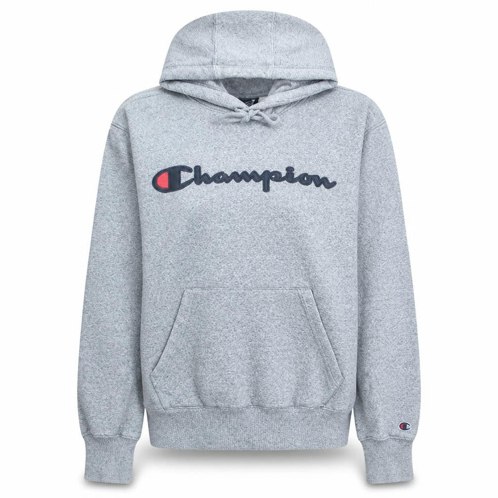Front view of Champion women’s grey medium pullover hoodie jd sports