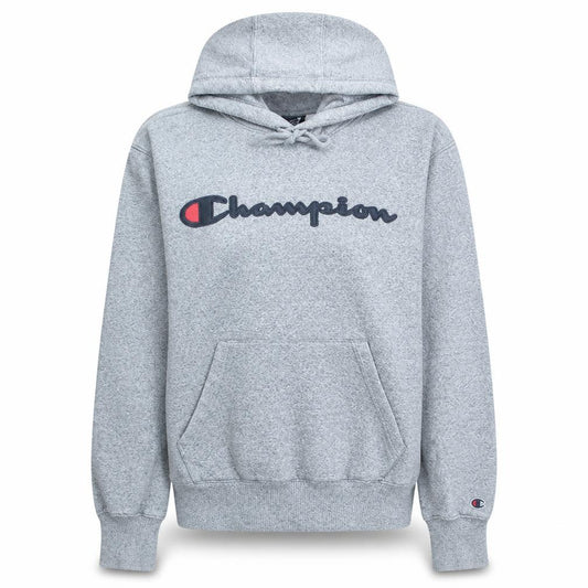 Front view of Champion women’s grey medium pullover hoodie jd sports