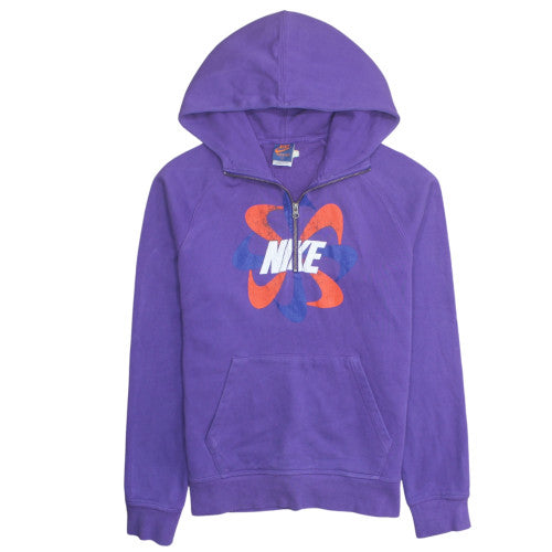 Nike Women Purple Track & Field 1/2 Zip Hoodie Size L Cotton Blend