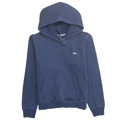 Tommy Jeans Men Blue Pullover Hoodie S Fleece Logo Drawstring