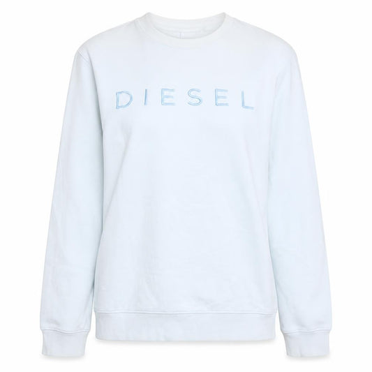 Front view of Diesel Women's White Cotton Blend Logo Pullover Sweatshirt L