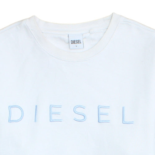 Diesel Women's White Cotton Blend Logo Pullover Sweatshirt L
