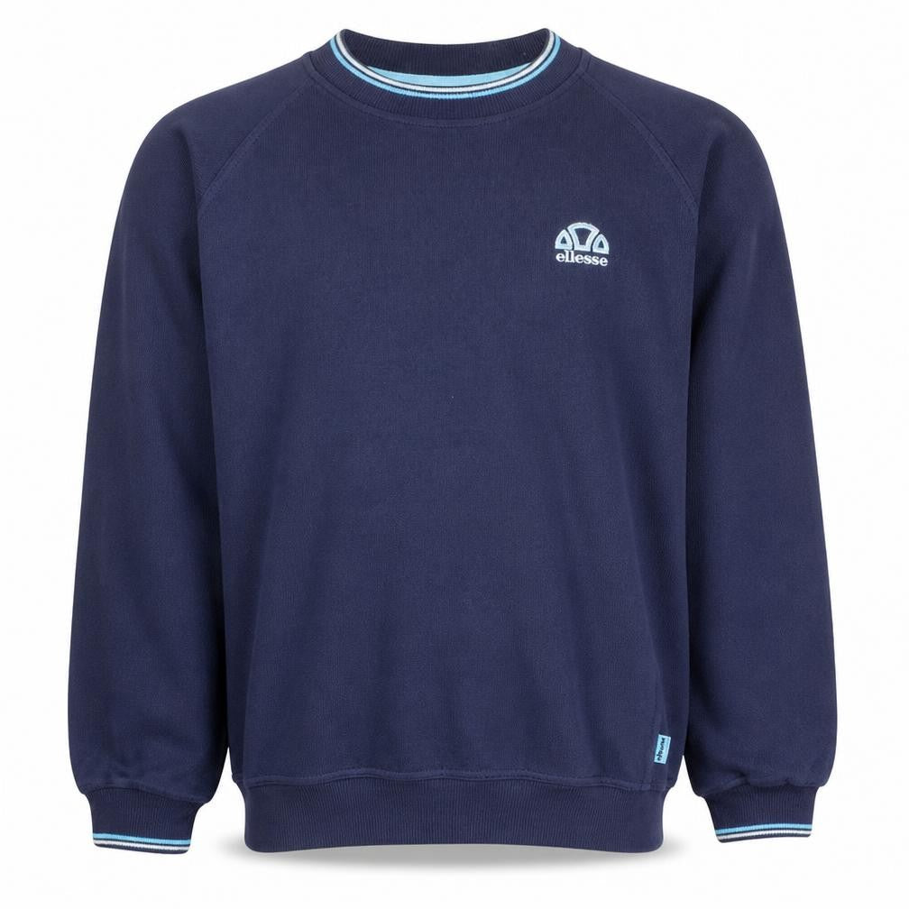 Front view of Ellesse Men's Blue Crew Neck Pullover Sweatshirt, size L
