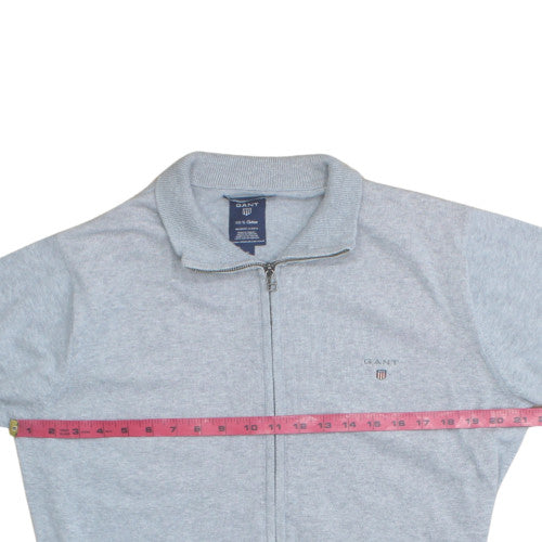 GANT Men's Grey Cotton Full Zip Jumper M Regular Fit
