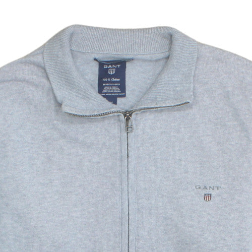 GANT Men's Grey Cotton Full Zip Jumper M Regular Fit