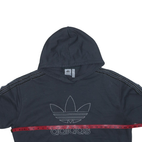 Adidas Womens Black Full Zip Hoodie Size 8-10 Hooded Logo Sweatshirt