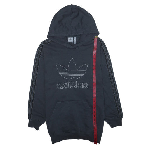 Adidas Womens Black Full Zip Hoodie Size 8-10 Hooded Logo Sweatshirt