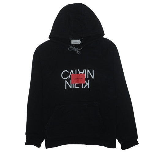 Calvin Klein Men's Black Pullover Hoodie Size L Fleece Logo Sweatshirt