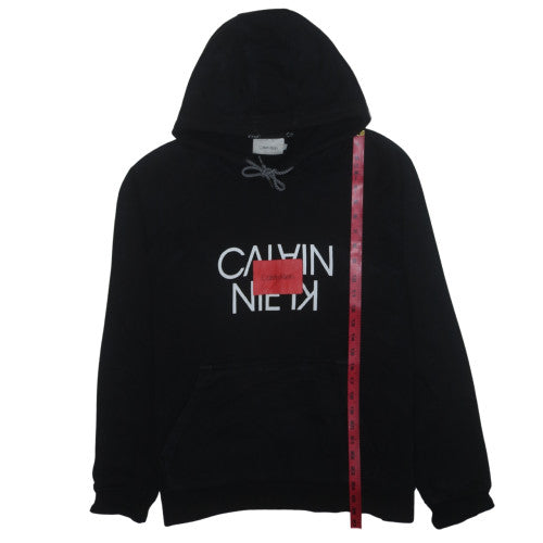 Calvin Klein Men's Black Pullover Hoodie Size L Fleece Logo Sweatshirt