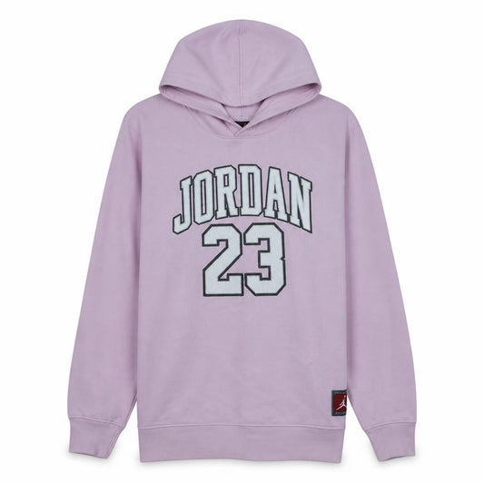 Front view of Jordan girls’ pink hoodie xl 13-15 years pullover graphic hooded sweatshirt