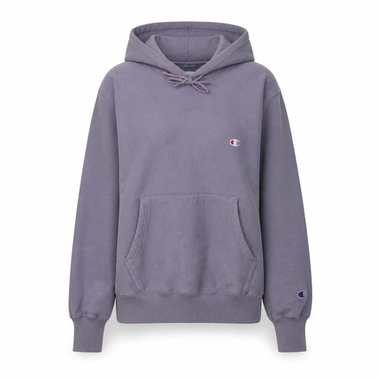 Front view of Champion Women’s Purple Small Reverse Weave Pullover Hoodie