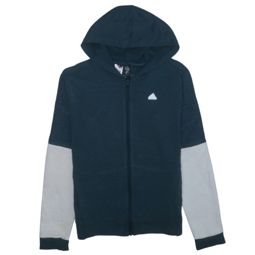 adidas Boys Blue Full Zip Hoodie 14 Years Colourblock Sportswear