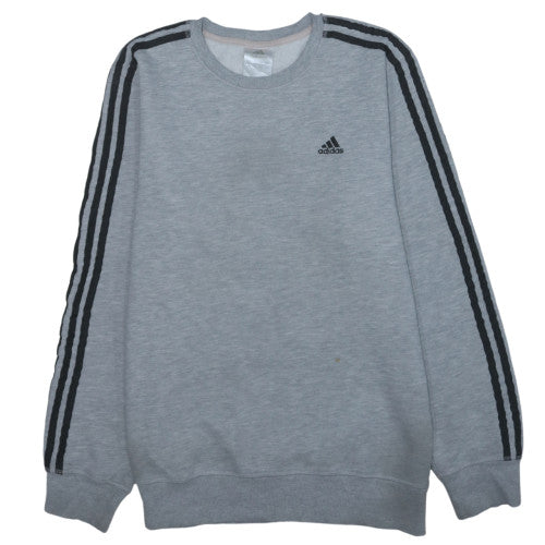 Adidas Mens Grey Crew Neck Sweatshirt Long Sleeve Classic Fit