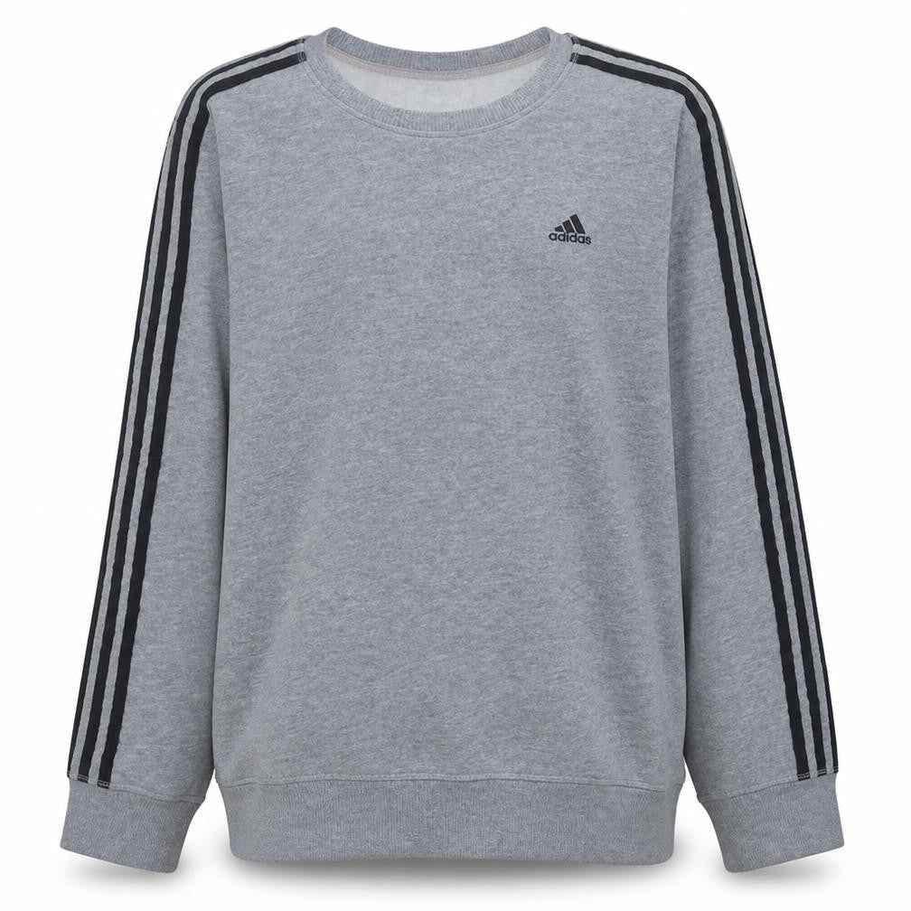 Adidas Mens Grey Crew Neck Sweatshirt Long Sleeve Classic Fit