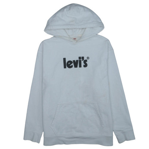 Levi's Men's White Pullover Hoodie L Relaxed Fit Logo Sweatshirt