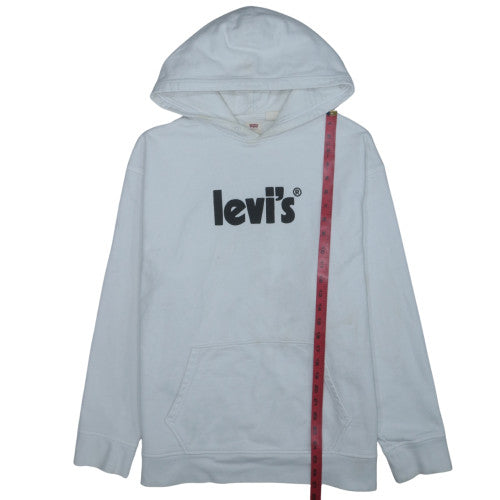 Levi's Men's White Pullover Hoodie L Relaxed Fit Logo Sweatshirt