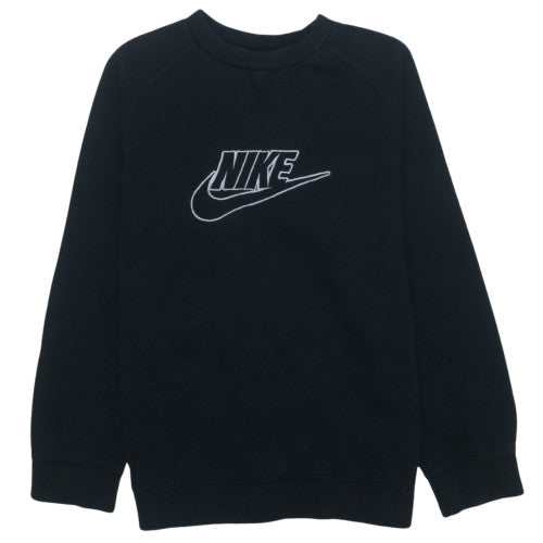Nike Boys Black Fleece Pullover Sweatshirt 12-13 Years Logo Crew Neck