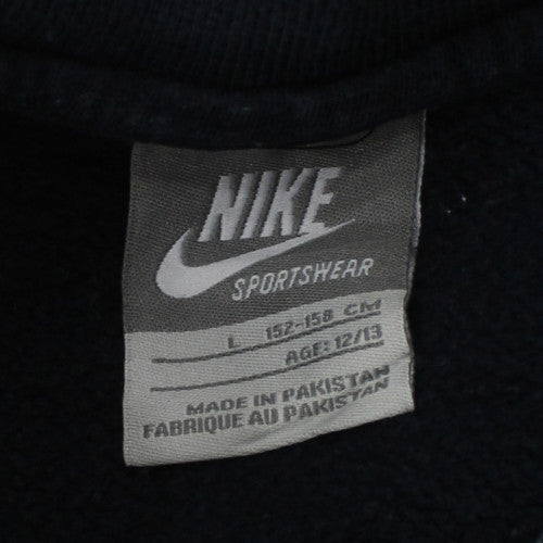 Nike Boys Black Fleece Pullover Sweatshirt 12-13 Years Logo Crew Neck