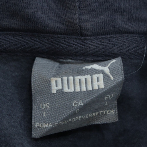 Puma Men’s Blue Pullover Hoodie L Regular Fit Graphic Logo Fleece
