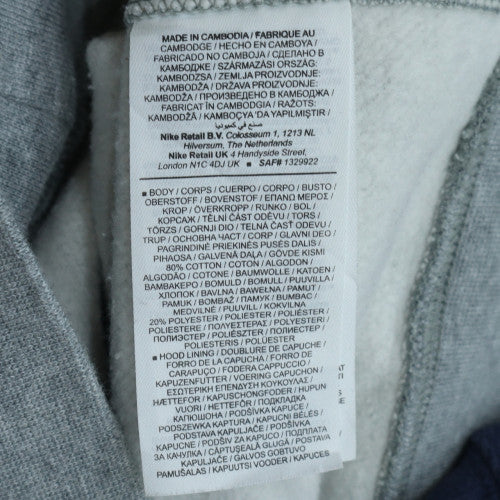 Nike Men's Grey Pullover Hoodie L Regular Fit Fleece Sweatshirt