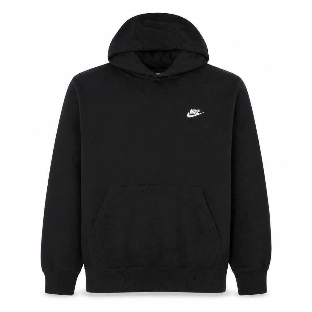 Front view of Nike Men's Black Pullover Hoodie L Fleece Sportswear