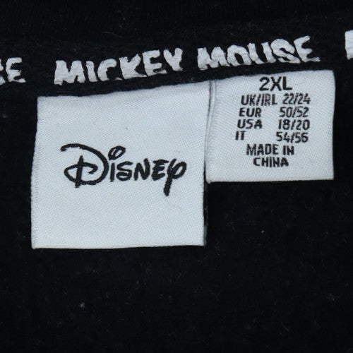 Disney Womens Black 2XL Pullover Hoodie with Mickey Mouse Print