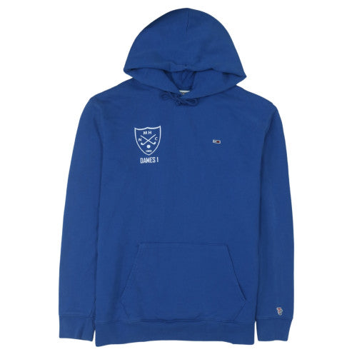 Tommy Jeans Men's Blue Hoodie L Pullover Cotton Logo Drawstring