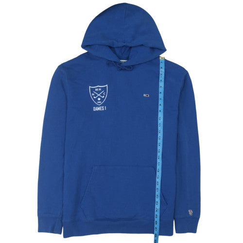 Tommy Jeans Men's Blue Hoodie L Pullover Cotton Logo Drawstring