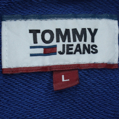Tommy Jeans Men's Blue Hoodie L Pullover Cotton Logo Drawstring
