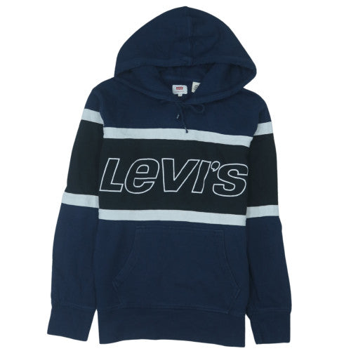 Levi's Men's Blue Pullover Hoodie Small Logo Print Cotton Blend