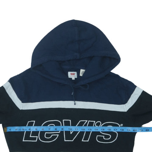 Levi's Men's Blue Pullover Hoodie Small Logo Print Cotton Blend
