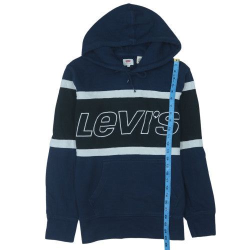 Levi's Men's Blue Pullover Hoodie Small Logo Print Cotton Blend