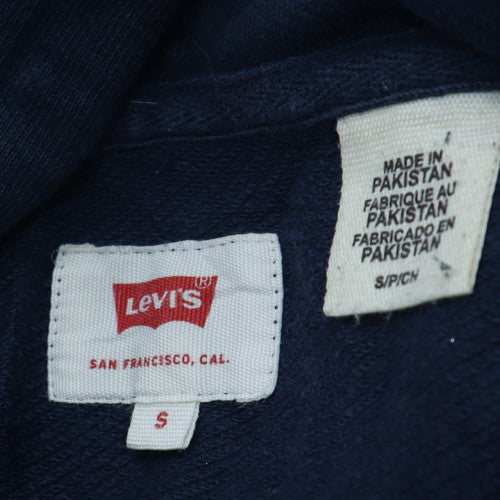 Levi's Men's Blue Pullover Hoodie Small Logo Print Cotton Blend