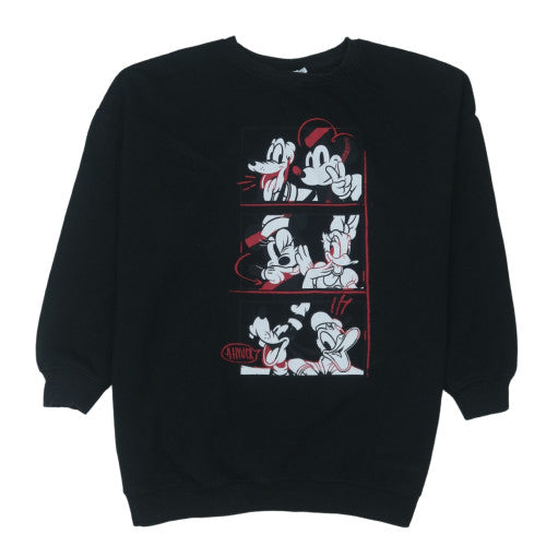 Disney Womens Black L Sweatshirt Mickey & Friends Cartoon Graphic Pullover