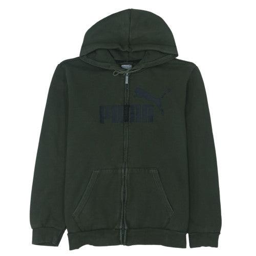 Puma Men's Green Full Zip Hoodie L Sports Fleece Sweatshirt