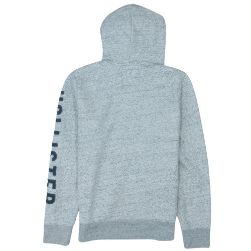 Hollister Men's Grey Pullover Hoodie M Logo Fleece Sweatshirt
