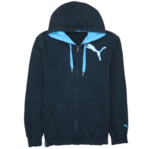 Puma Men's Black Full Zip Hoodie Size M with Blue Lining
